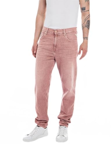 Replay Herren Jeans Sandot Tapered-Fit, Brick Delavè 250 (Rosa), 34W / 32L von Replay