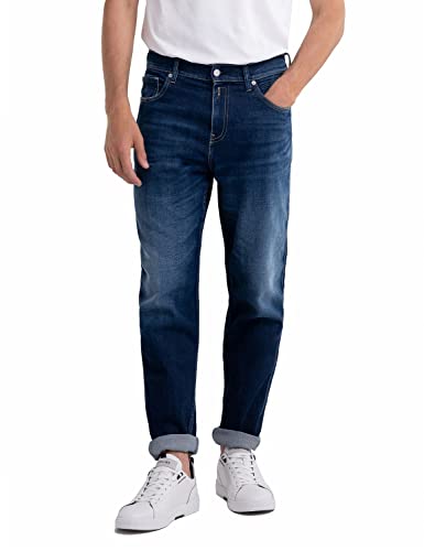 Replay Herren Jeans Sandot Tapered-Fit, Dark Blue 007-2 (Blau), 31W / 32L von Replay