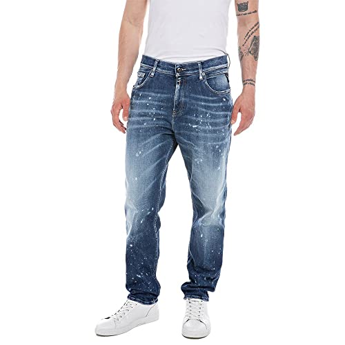 Replay Herren Jeans Sandot Tapered-Fit mit Stretch, Blau (Medium Blue 009), W32 x L32 von Replay