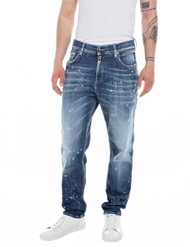 Replay Herren Jeans Sandot Tapered-Fit, Medium Blue 009-3 (Blau), 34W / 32L von Replay