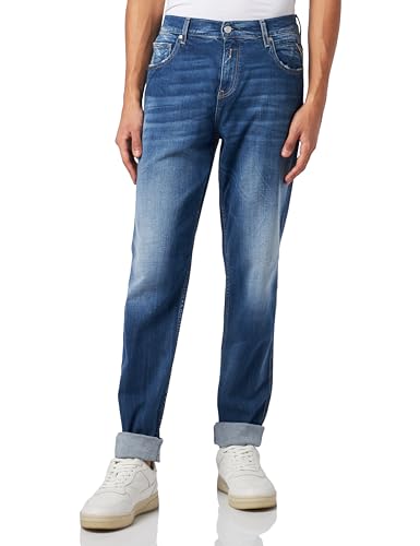 Replay Herren Jeans Sandot Tapered-Fit Bio, Medium Blue 009-2 (Blau), 33W / 30L von Replay