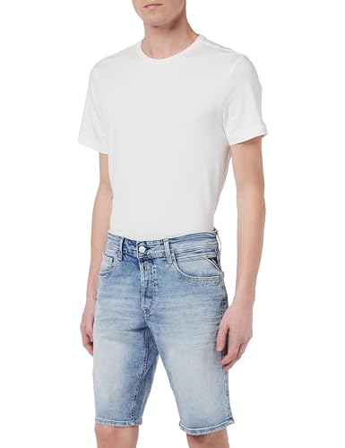 Replay Herren Jeans Shorts Grover Straight-Fit Bio, Light Blue 010 (Blau), 28W von Replay