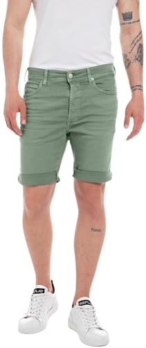 Replay Herren Jeans Shorts RBJ 901 Tapered-Fit, Light Military 438 (Grün), 29W von Replay