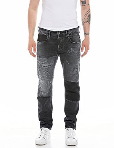 Replay Herren Jeans Willbi Regular-Fit Maestro, Black Delavè 099 (Schwarz), 33W / 34L von Replay