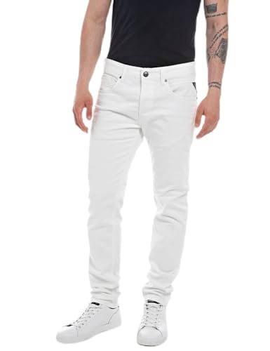 Replay Herren Jeans Willbi Regular-Fit mit Stretch, Weiß (White 001), W27 x L30 von Replay