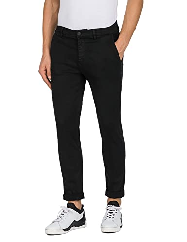 Replay Herren Chino Zeumar Slim-Fit Hyperflex X-Lite mit Stretch, Black 040 (Schwarz), 33W / 30L von Replay