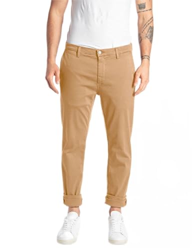 Replay Herren Chino Zeumar Slim-Fit Hyperflex X-Lite mit Stretch, Biscuit 617 (Beige), 27W / 30L von Replay