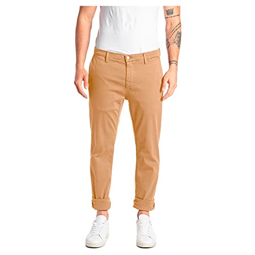 Replay Herren Chino Zeumar Slim-Fit Hyperflex X-Lite mit Stretch, Biscuit 617 (Beige), 31W / 34L von Replay