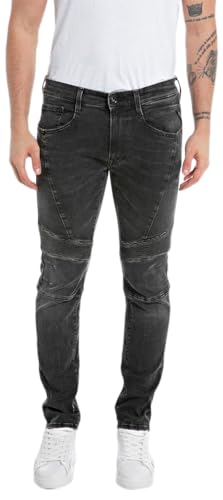 Replay Herren Jeans mit Power Stretch, Schwarz (Black Delavè 099), 33W / 34L von Replay