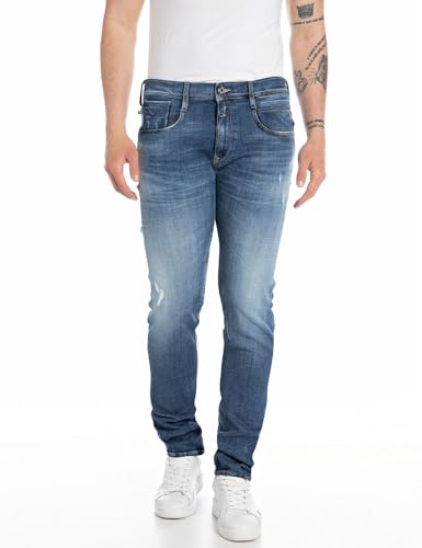 Replay Herren Jeans mit Stretch, Blau (Medium Blue 009), 33W / 32L von Replay