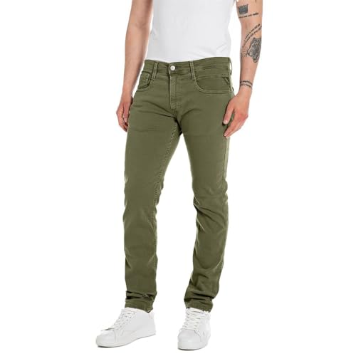 Replay Herren Jeans mit Stretch, Grün (Light Military 833), 32W / 34L von Replay