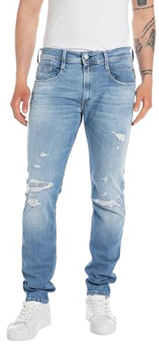 Replay Herren Jeans Anbass Slim-Fit Bio, Light Blue 010-2 (Blau), 33W / 32L von Replay