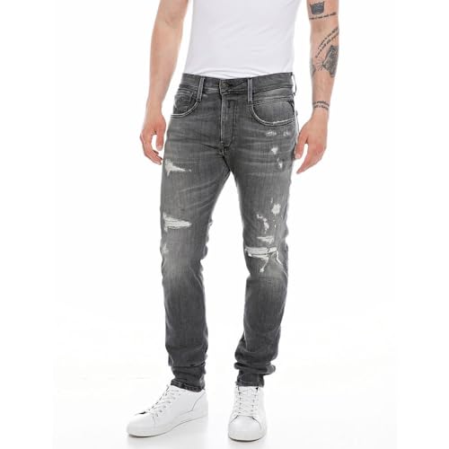 Replay Herren Jeans Anbass Slim-Fit Bio, Medium Grey 096 (Grau), 32W / 34L von Replay