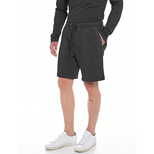 Replay Herren Jogginghose Kurz aus Jersey, Grau (Smoke Grey 391), L von Replay