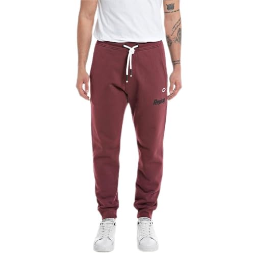 Replay Herren Jogginghose Lang mit Logo, Rot (Amarone 164), S von Replay