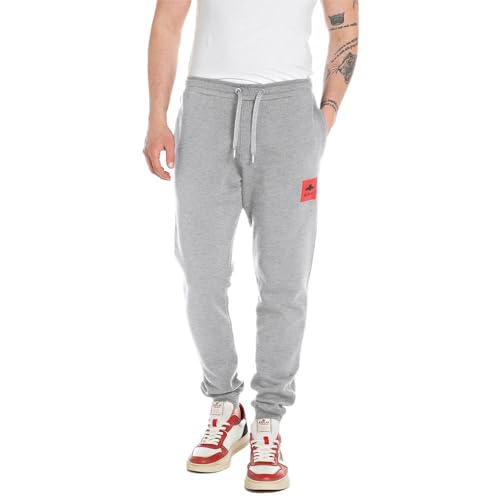 Replay Herren Jogginghose aus Baumwolle, Light Grey Melange M08 (Grau), M von Replay