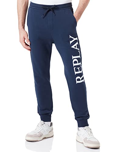 Replay Herren Jogginghose mit Tunnelzug, Blau (Blue 085), L von Replay