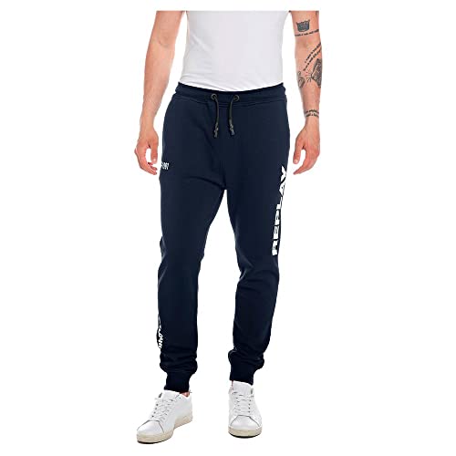 Replay Herren Jogginghose mit Tunnelzug, Blue 085 (Blau), M von Replay