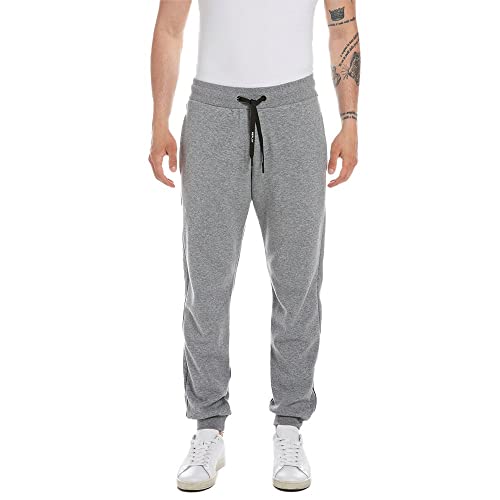 Replay Herren Jogginghose mit Tunnelzug, Medium Melange Grey M14 (Grau), L von Replay