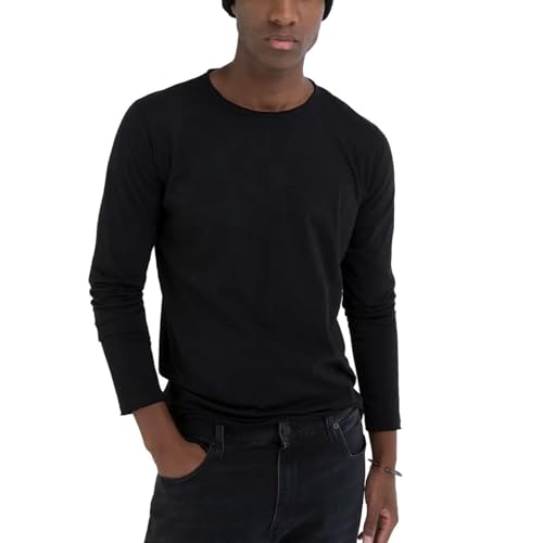 Replay Herren Langarmshirt aus Baumwolle, Schwarz (Black 098), XXL von Replay