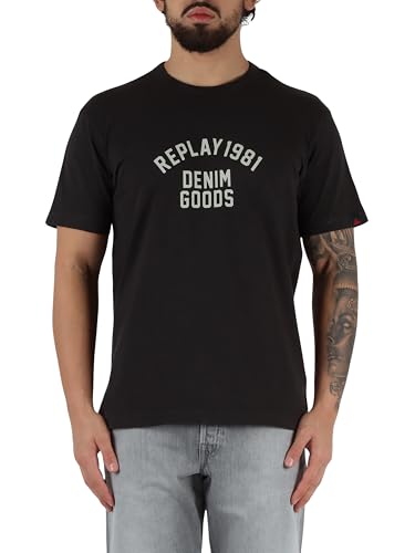 Replay Herren M3029 T-Shirt, 099 Blackboard, XL von Replay