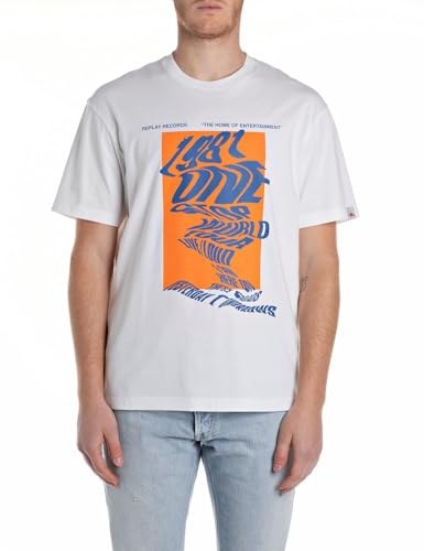 Replay Herren M3033 T-Shirt, 011 Natural White, M Replay Herren M3033 T-Shirt, 011 Natural White, M von Replay