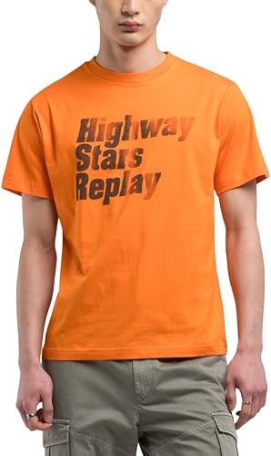 Replay Herren M3035 T-Shirt, 052 Carrot, XL von Replay