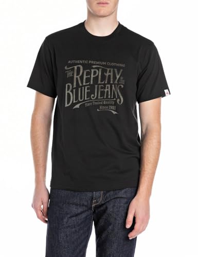 Replay Herren M3042 T-Shirt, 098 Black, M von Replay