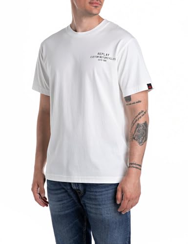 Replay Herren M3050 T-Shirt, 011 Natural White, S Replay Herren M3050 T-Shirt, 011 Natural White, S von Replay