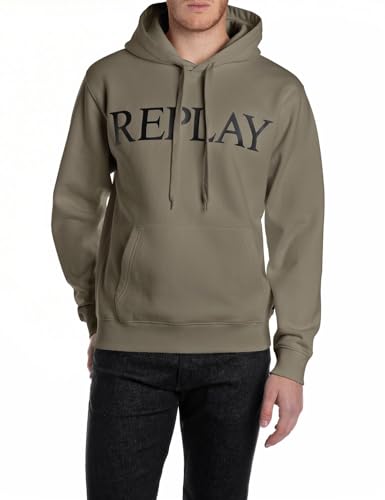 Replay Herren M3104 Kapuzenpullover, 759 MUD Green, Large von Replay