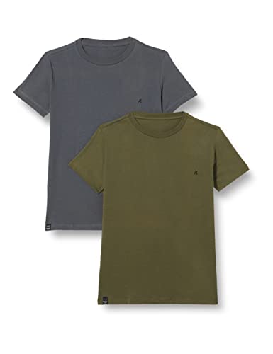 Replay Herren 2er Pack T-Shirts Kurzarm mit Logo, Military-Dark Iron 080 (Mehrfarbig), S von Replay