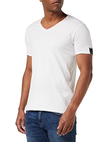 Replay Herren T-Shirt Kurzarm mit V-Ausschnitt, Optical White 001 (Weiß), L von Replay