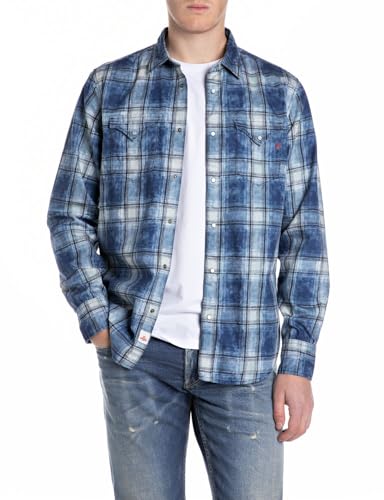 Replay Herren M4860C Hemd, 009 MEDIUM Blue, M von Replay