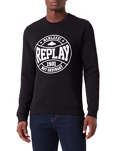 Replay Herren M6254 Sweatshirt, 098 Black, 3XL von Replay