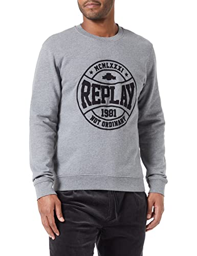 Replay Herren M6254 Sweatshirt, M02 Grey Melange, XL von Replay