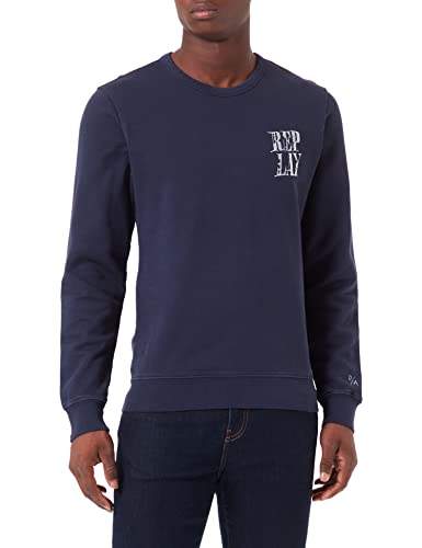 Replay Herren M6272 Sweatshirt, 085 Blue, M von ESPRIT