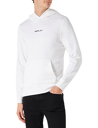 Replay Herren M6277 Kapuzenpullover, 001 White, 3XL von Replay