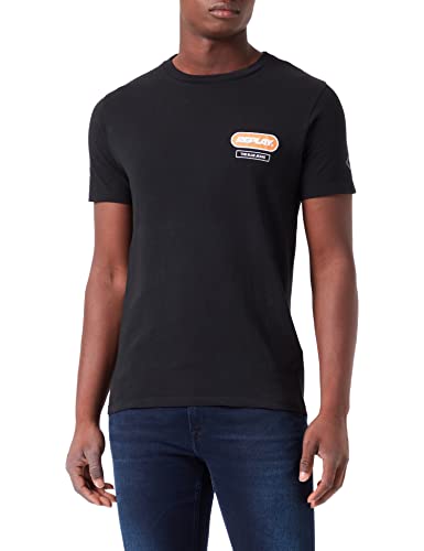 REPLAY Herren M6294 T-Shirt, 098 Black, S von Replay