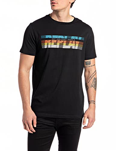 REPLAY Herren M6309 T-Shirt, 098 Black, XS von Replay