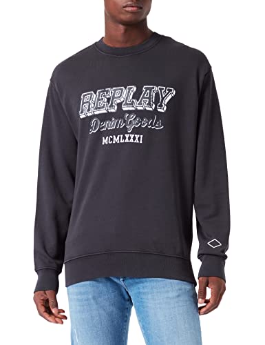 Replay Herren M6314 Sweatshirt Casual, 098 Black, 3XL von Replay