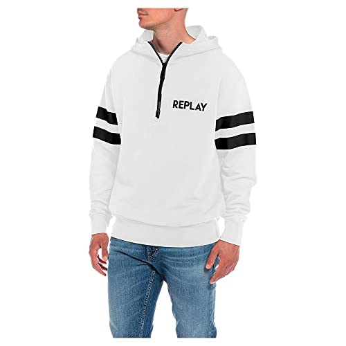 Replay Herren M6543 Kapuzenpullover, 801 Chalk, M von Replay