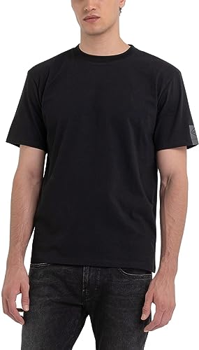 Replay Herren T-Shirt Kurzarm Rundhalsausschnitt, Schwarz (Black 098), L von Replay