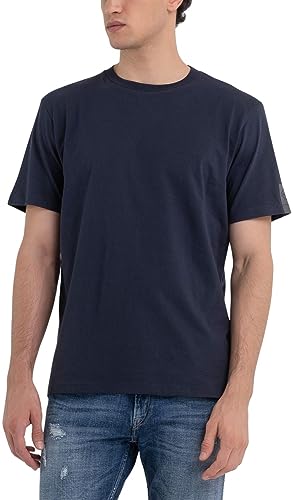 Replay Herren T-Shirt Kurzarm Rundhalsausschnitt, Midnight Blue. 576 (Blau), S von Replay