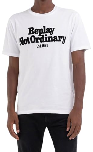 Replay Herren T-Shirt Kurzarm Rundhalsausschnitt Not Ordinary, White 001 (Weiß), S von Replay