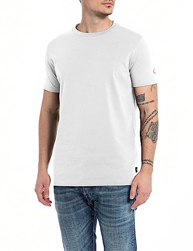 Replay Herren T-Shirt Kurzarm Rundhalsausschnitt Basic, White 001 (Weiß), XL von Replay