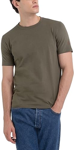 Replay Herren T-Shirt Kurzarm Rundhalsausschnitt Basic, Dark Olive 928 (Grün), L von Replay