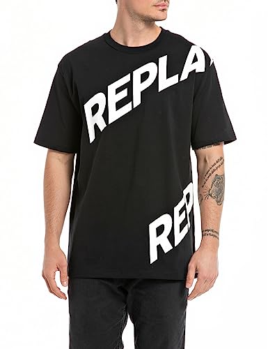 Replay Herren M6668 T-Shirt, 098 Black, 3XL von Replay