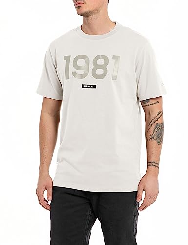 Replay Herren M6682 T-Shirt, 012 Platinum, S von Replay
