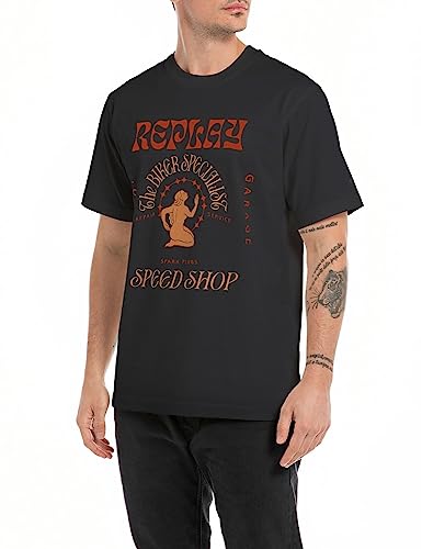 Replay Herren M6695 T-Shirt, 098 Black, S von Replay