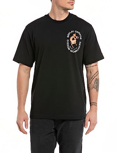 Replay Herren T-Shirt Kurzarm Rundhalsausschnitt Garage, Black 098 (Schwarz), L von Replay